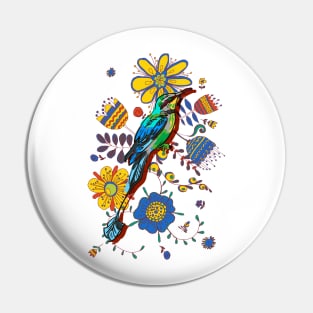 Bird and Flowers Pin