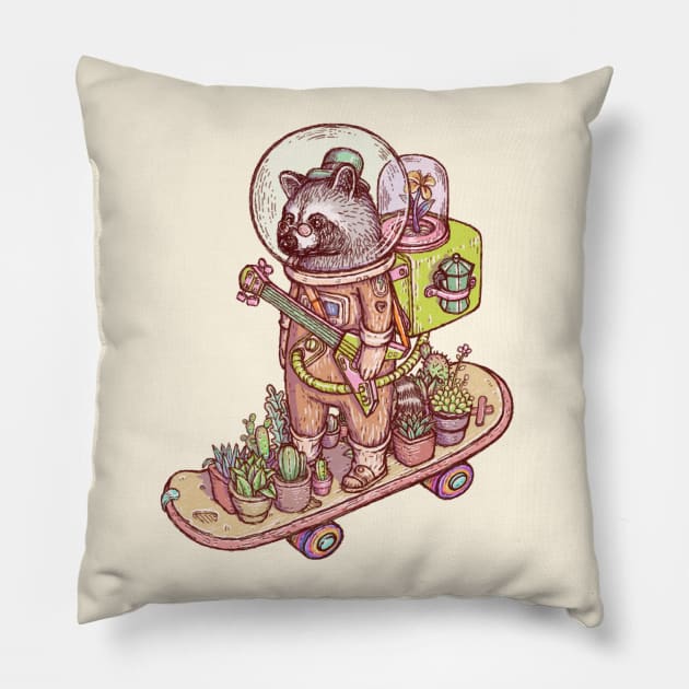 Raccoon space suits Pillow by makapa