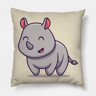 Cute Rhino Smiling Pillow