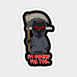 Grim Reaper Halloween Cat Magnet