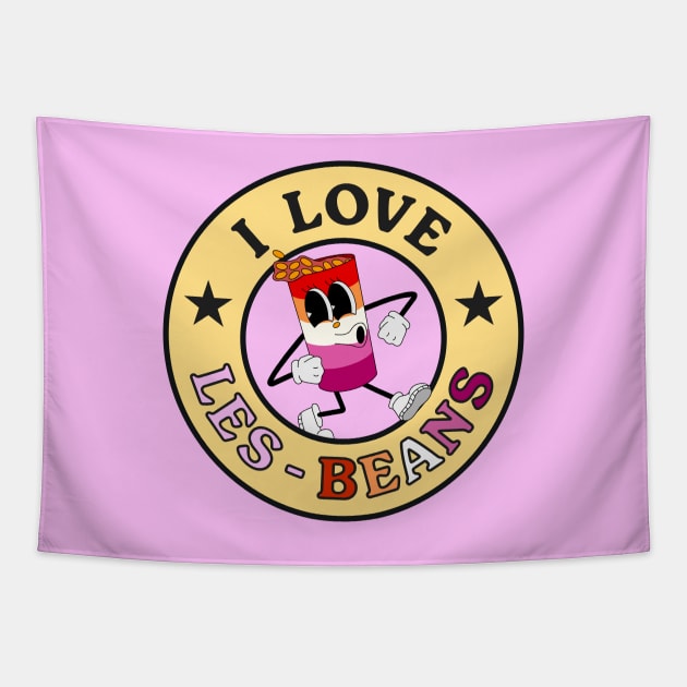 I Love Les-Beans - Funny Lesbian Pun Tapestry by Football from the Left