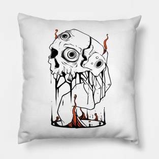 Skull And Hand Creepy Art Pillow