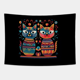 Mexican Alebrijes,Huichol Art,Papel Picado - cat Tapestry