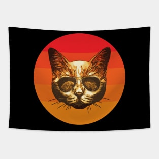 Retro Cat With Sunglasses, Funny Cat Tapestry