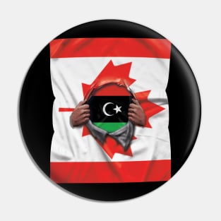 Libya Flag Canadian Flag Ripped - Gift for Libyan From Libya Pin