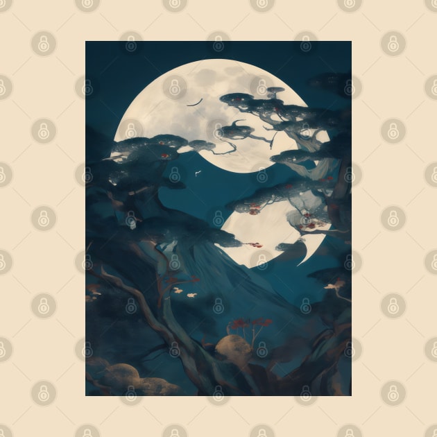 Japanese moon art by Spaceboyishere