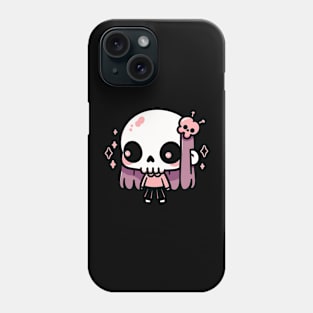 Cute Halloween Skull Girl in a Kawaii Costume | Cute Halloween Design for Girls Phone Case