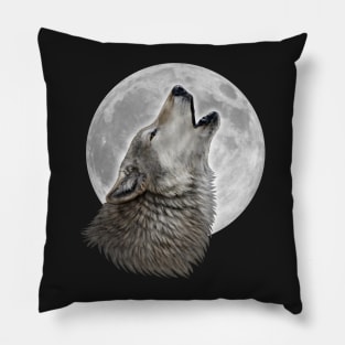 Wolf howling at the Moon Pillow