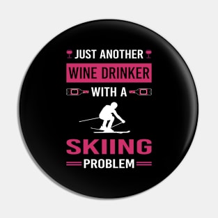 Wine Drinker Skiing Ski Skier Pin