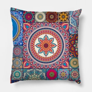 Azulejo mandala floral #7 Pillow