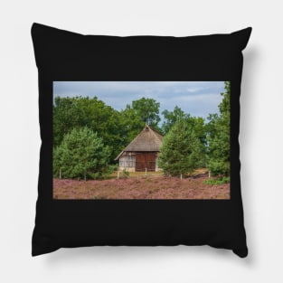 Farmhouse, heathland, heather blossom, Niederhaverbeck Pillow