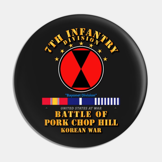 Pork Chop Hill - 7th Infantry Div w Svc Ribbons Pin by twix123844