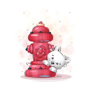 Puppy Red Fire Hydrant T-Shirt