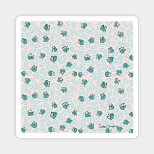 Pastel Blue Bunnies and Sky Blue Carrots on Cotton Candy Pink Easter Pattern Magnet