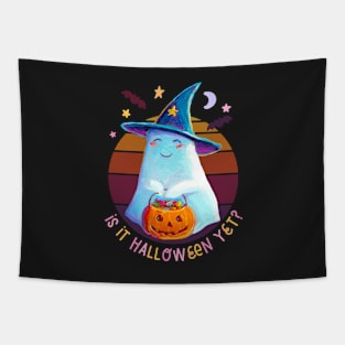 Spoopy Kawaii Halloween Ghost by Robert Phelps Tapestry