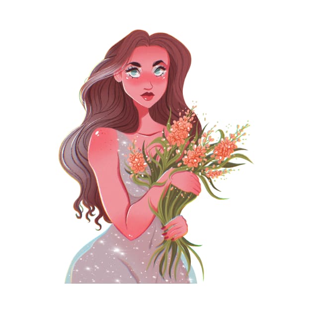 Girl with flowers by Sara no.style.illustrator