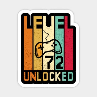 Level 72 Unlocked, 72th Birthday Retro Gift Humor Gaming Saying Magnet