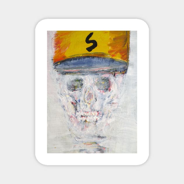 SKULL with  BASEBALL HAT Magnet by lautir