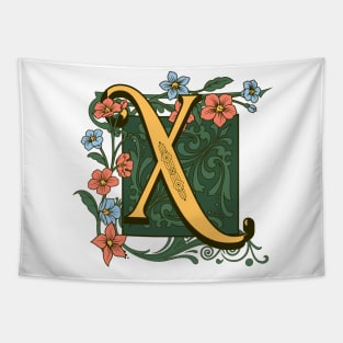 Art Nouveau Letter X, Ornamental Letter X, Art Deco Tapestry