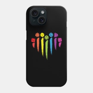 D&D Rainbow Pride Dice Heart Phone Case