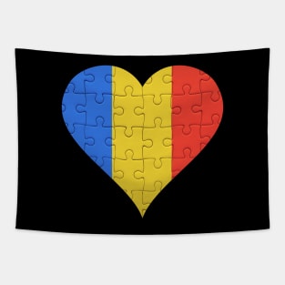 Romanian Jigsaw Puzzle Heart Design - Gift for Romanian With Romania Roots Tapestry