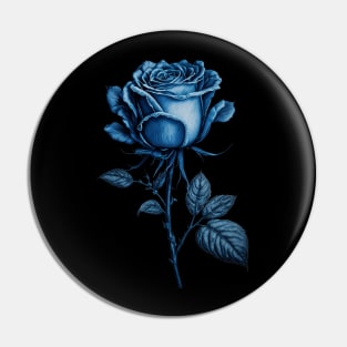 Blue Rose Drawing, Flower Drawing, Gift For Her Pin