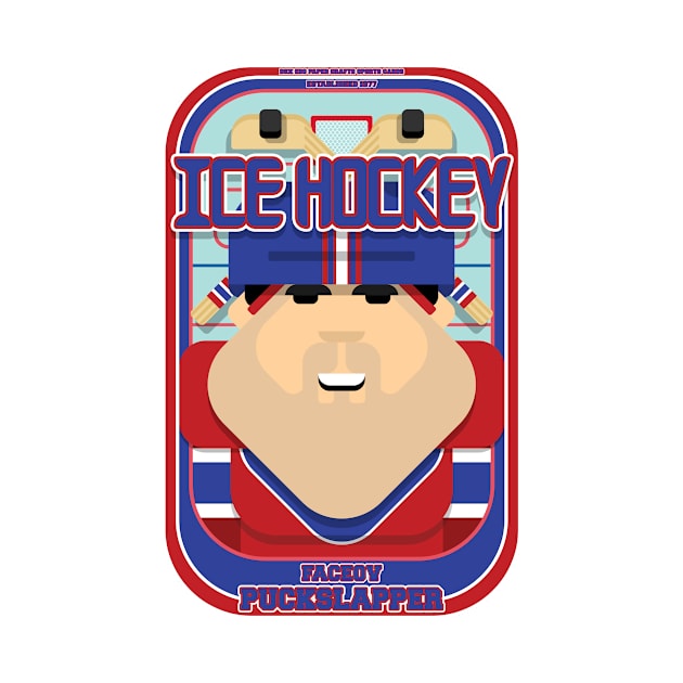 Ice Hockey Red and Blue - Faceov Puckslapper - Victor version by Boxedspapercrafts