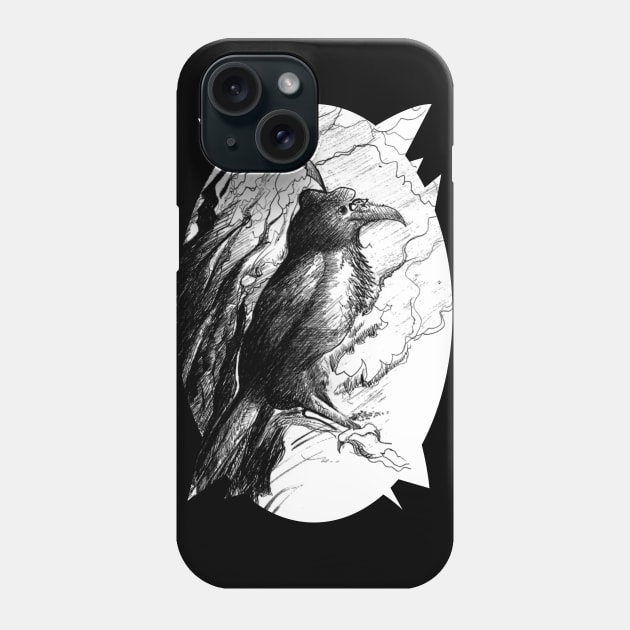 Poetical looking raven 30/10/23 - gothic art and designs Phone Case by STearleArt