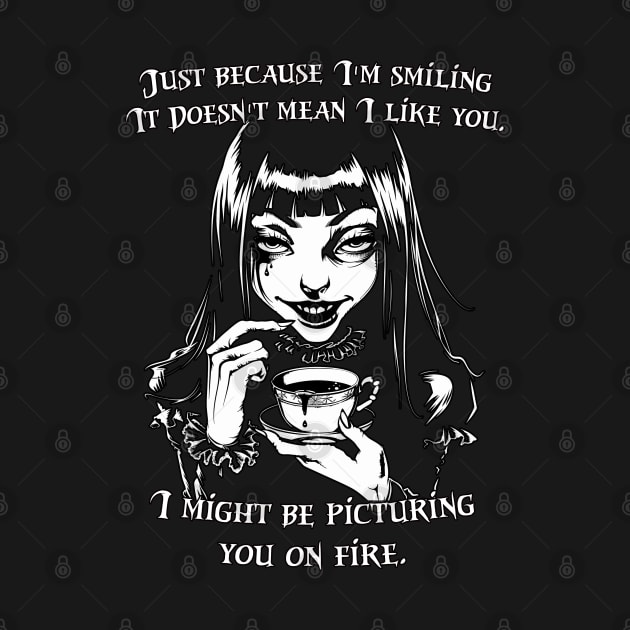 Just Because I'm Smiling It Doesn't Mean I Like You by Hiraeth Tees