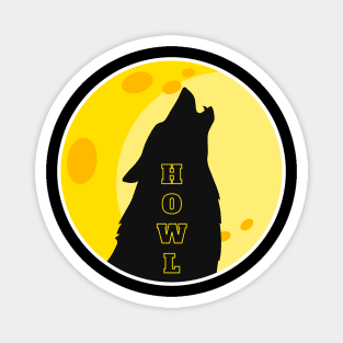 Lonely Howling Wolf Magnet