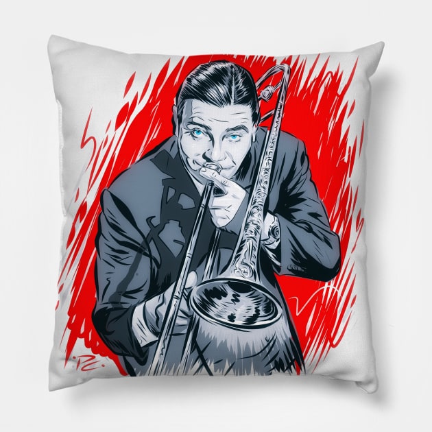 Jack Teagarden - An illustration by Paul Cemmick Pillow by PLAYDIGITAL2020