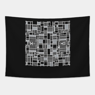 Map Lines Grey Black Tapestry