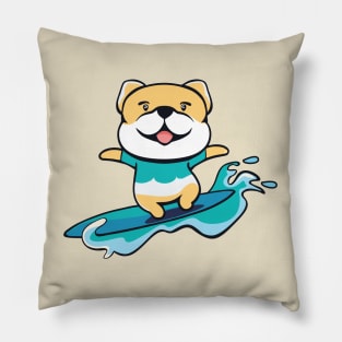 Surfing French  Bulldog Pillow