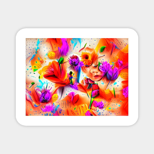 Colorful Flowers Art Magnet by Designso