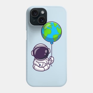 Cute Astronaut Sitting With Earth Balloon Cartoon Phone Case