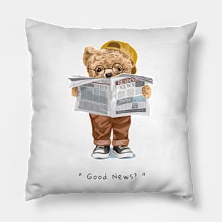 Cute bear design "Good news?" Pillow