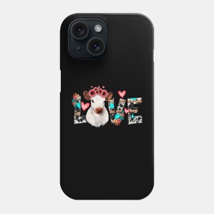 Floral Calf Love Cow Print Western Valentines Day Calf Mom Phone Case