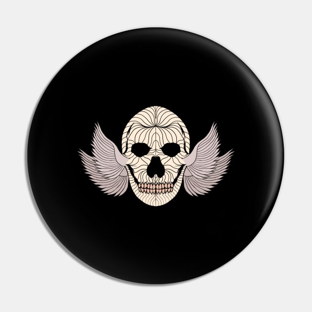 Wing Ear Skull Pin by TheKillustrator