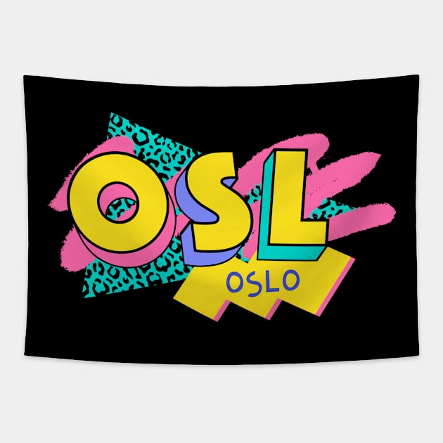 Oslo, Norway Retro 90s Logo Tapestry by SLAG_Creative