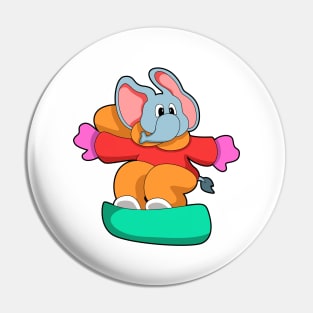 Elephant at Snowboarding with Snowboard Pin