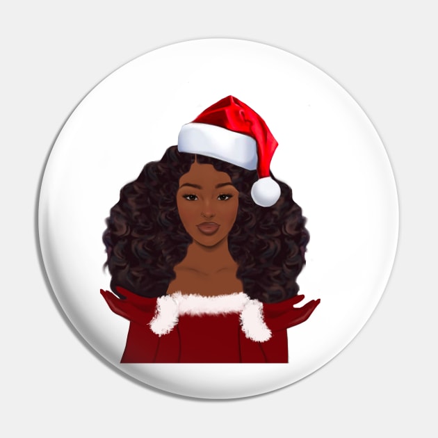 Afro Girl Santa Hat Pin by Precious7