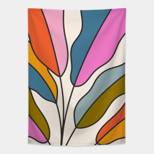 Colorful Botanical Abstract Leaves Tapestry