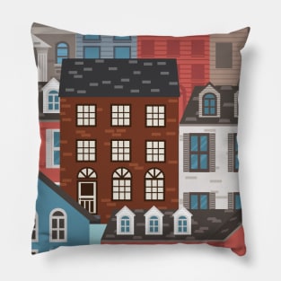 Cute City and Row House Pillow