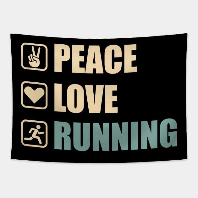 Peace Love Running - Funny Running Lovers Gift Tapestry by DnB