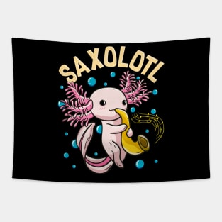 Cute & Funny Saxolotl Adorable Axolotl Playing Sax Tapestry