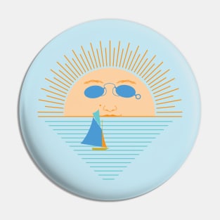 Vintage Sun Face Sunglasses Sea Boat Sailing Summer Pin