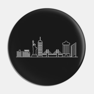 New York Skyline in white with details Pin