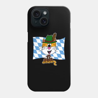 Bavarian Flag Cat Tyrolean Hat Lederhosen Germany Funny Phone Case