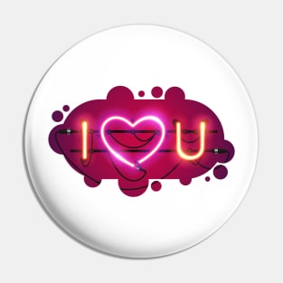 I Love You with Pink Heart Neon Sign Pin