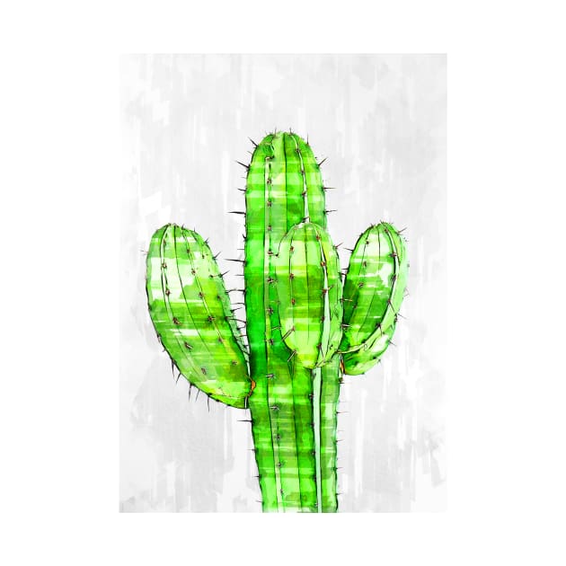 Big Cactus Plant Minimal Marker Sketch by ColortrixArt